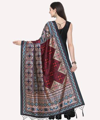 Digital print assam silk dupatta for women and girls to wear on gown chaniya choli kurti etc 3