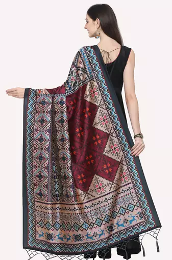Digital print assam silk dupatta for women and girls to wear on gown chaniya choli kurti etc