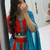 NAVRATRI RED-SKY SOLID FLARED LEHENGA WITH COTTON HANDWORK BLOUSE DUPATTA