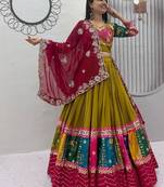 NAVRATRI PERROTT COTTON EMBROIDERED LEHENGA SET