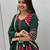 NAVRATRI RANI-GREEN SOLID FLARED LEHENGA WITH COTTON HANDWORK BLOUSE DUPATTA