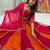 NAVRATRI RED-FENTA SOLID FLARED LEHENGA WITH COTTON HANDWORK BLOUSE DUPATTA