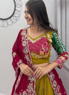 NAVRATRI PERROTT COTTON EMBROIDERED LEHENGA SET 2