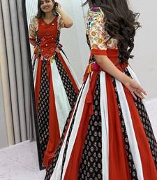 NAVRATRI BLACK-WHITE-RED COTTON SOLID PRINTED FLARED LEHENGA SET