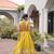 NAVRATRI WEAR PERROTT YELLOW COLOR ROMAN SILK BLEND GOTA WORK FREE SIZE LEHENGA EMBROIDERED BLOUSE FULL-STITCHED.