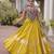 NAVRATRI WEAR PERROTT YELLOW COLOR ROMAN SILK BLEND GOTA WORK FREE SIZE LEHENGA EMBROIDERED BLOUSE FULL-STITCHED.