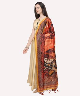 Digital print assam silk dupatta for women and girls to wear on gown chaniya choli kurti etc 1