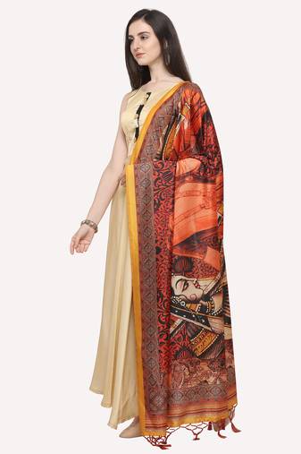 Digital print assam silk dupatta for women and girls to wear on gown chaniya choli kurti etc