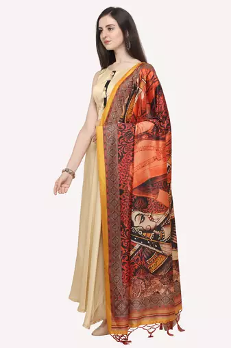 Digital print assam silk dupatta for women and girls to wear on gown chaniya choli kurti etc