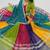 NAVRATRI WEAR MULTI COLOR GEORGETTE PRINTED FLARED FREE SIZE GOTA WORK STITCH  BLOUSE DUPATTA FULL STITCHED