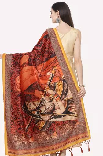 Digital print assam silk dupatta for women and girls to wear on gown chaniya choli kurti etc