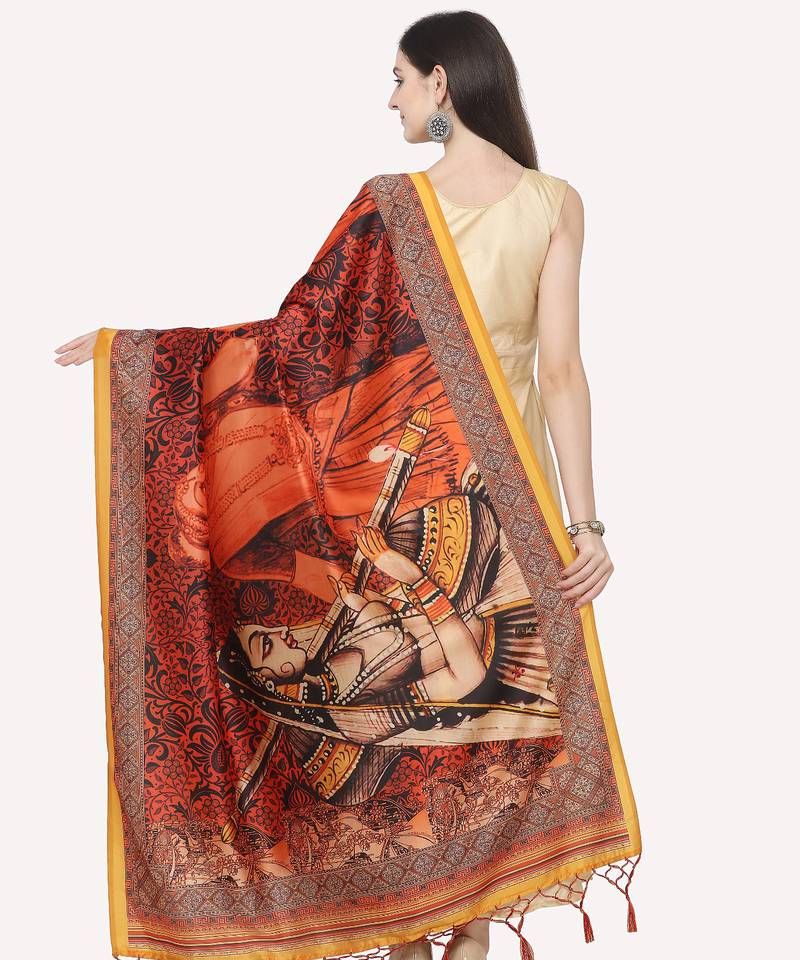 Digital print assam silk dupatta for women and girls to wear on gown chaniya choli kurti etc