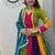 NAVRATRI WEAR MULTI COLOR GEORGETTE PRINTED FLARED FREE SIZE GOTA WORK STITCH  BLOUSE DUPATTA FULL STITCHED