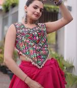 NAVRATRI RANI-PINK ROMAN SILK BLEND GOTA WORK LEHENGA EMBROIDERED BLOUSE 