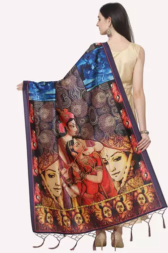 Digital print assam silk dupatta for women and girls to wear on gown chaniya choli kurti etc
