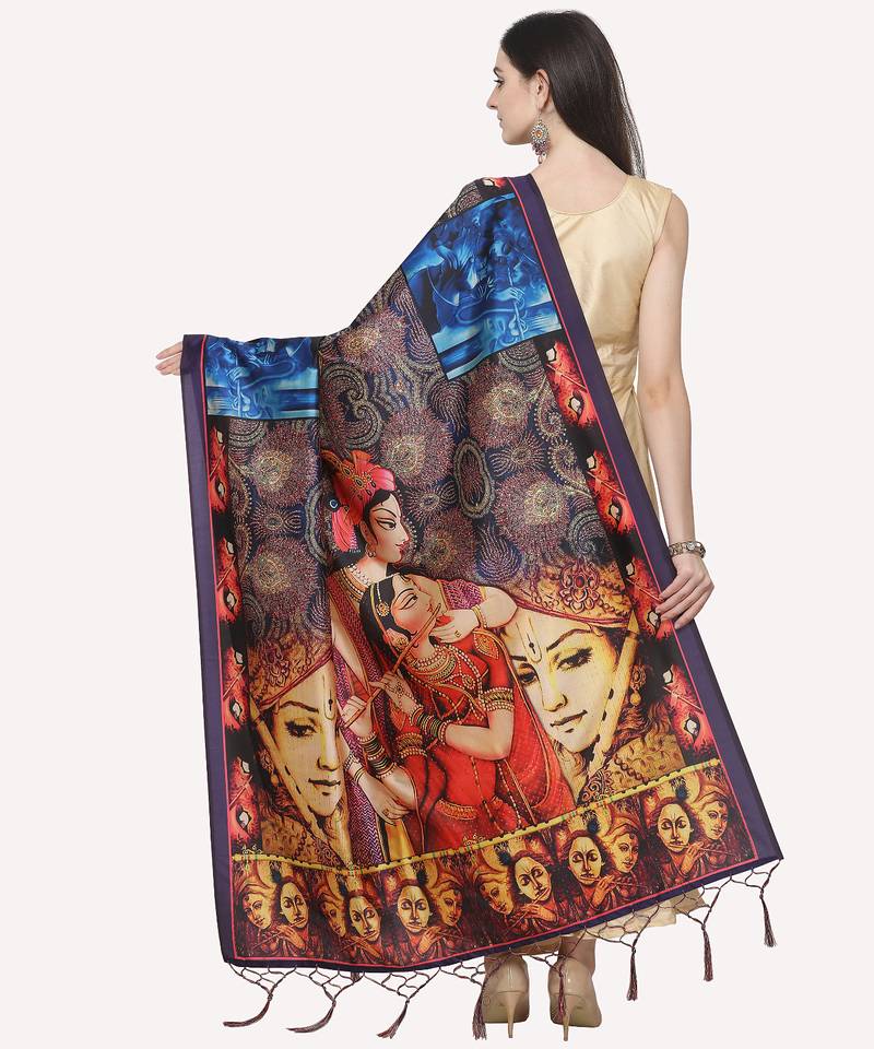 Digital print assam silk dupatta for women and girls to wear on gown chaniya choli kurti etc