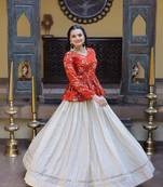 NAVRATRI WHITE-FENTA COSMOS EMBROIDERED ED LEHENGA & BLOUSE