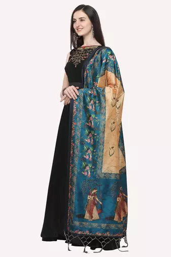 Digital print assam silk dupatta for women and girls to wear on gown chaniya choli kurti etc