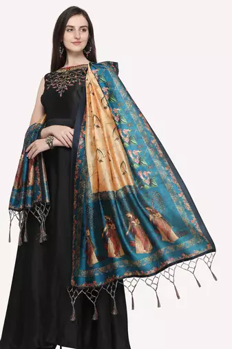 Digital print assam silk dupatta for women and girls to wear on gown chaniya choli kurti etc