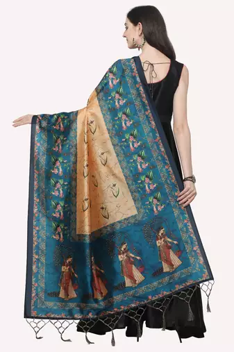 Digital print assam silk dupatta for women and girls to wear on gown chaniya choli kurti etc