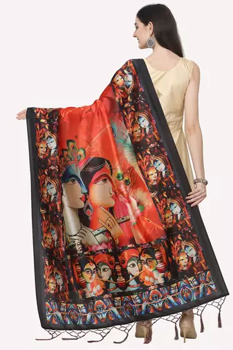Digital print assam silk dupatta for women and girls to wear on gown chaniya choli kurti etc