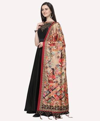 Digital print assam silk dupatta for women and girls to wear on gown chaniya choli kurti etc 1