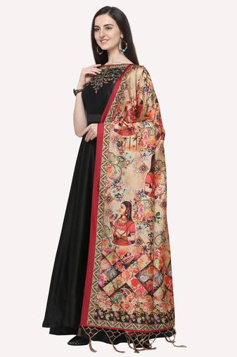 Digital print assam silk dupatta for women and girls to wear on gown chaniya choli kurti etc