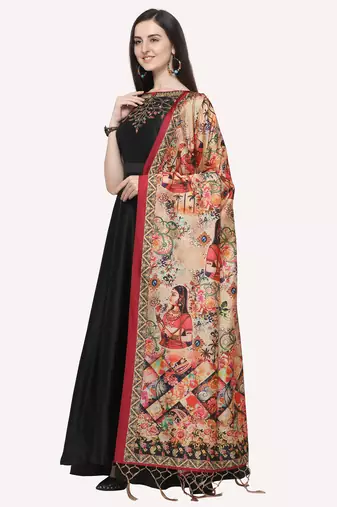 Digital print assam silk dupatta for women and girls to wear on gown chaniya choli kurti etc
