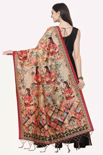 Digital print assam silk dupatta for women and girls to wear on gown chaniya choli kurti etc