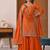 Orange Sequence Embroidery Work Silk Blend Salwar Suit