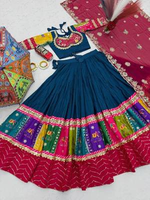 NAVRATRI BLUE COTTON EMBROIDERED LEHENGA SET 3