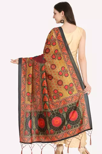 Digital print assam silk dupatta for women and girls to wear on gown chaniya choli kurti etc