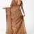 Elegant beige cotton blend saree with gold zari border and butti design