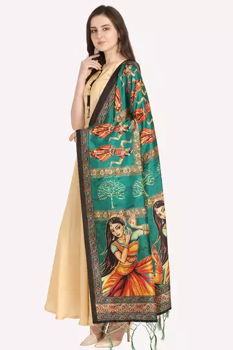 Digital print assam silk dupatta for women and girls to wear on gown chaniya choli kurti etc