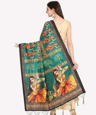 Digital print assam silk dupatta for women and girls to wear on gown chaniya choli kurti etc 3