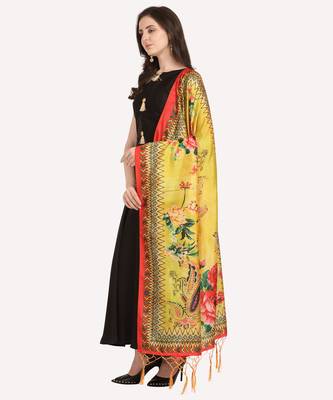 Digital print assam silk dupatta for women and girls to wear on gown chaniya choli kurti etc 1