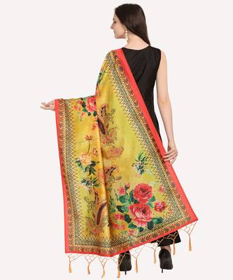 Digital print assam silk dupatta for women and girls to wear on gown chaniya choli kurti etc 3