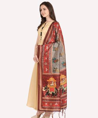 Digital print assam silk dupatta for women and girls to wear on gown chaniya choli kurti etc 1