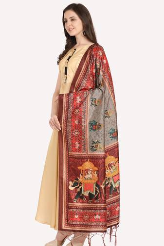 Digital print assam silk dupatta for women and girls to wear on gown chaniya choli kurti etc