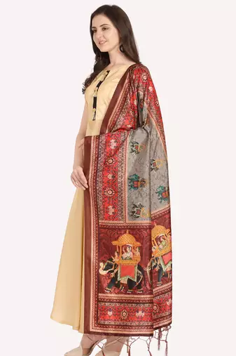 Digital print assam silk dupatta for women and girls to wear on gown chaniya choli kurti etc