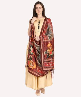 Digital print assam silk dupatta for women and girls to wear on gown chaniya choli kurti etc 2
