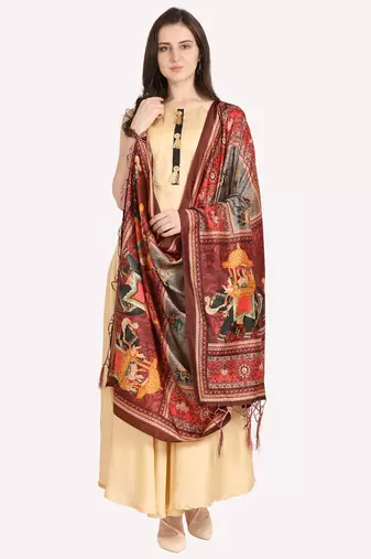 Digital print assam silk dupatta for women and girls to wear on gown chaniya choli kurti etc