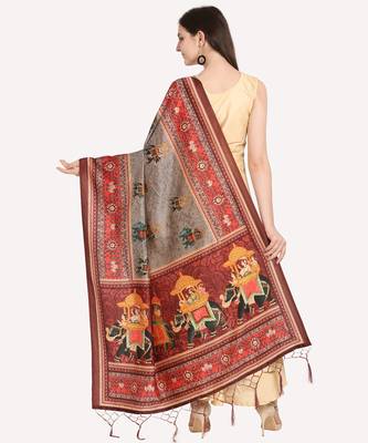 Digital print assam silk dupatta for women and girls to wear on gown chaniya choli kurti etc 3