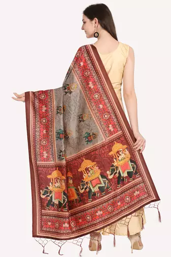 Digital print assam silk dupatta for women and girls to wear on gown chaniya choli kurti etc