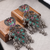 Exquisite oxidized silver statement chandelier earrings with jewel-toned stones