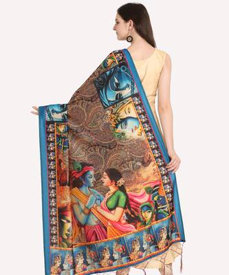 Digital print assam silk dupatta for women and girls to wear on gown chaniya choli kurti etc 3