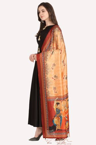 Digital print assam silk dupatta for women and girls to wear on gown chaniya choli kurti etc