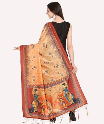 Digital print assam silk dupatta for women and girls to wear on gown chaniya choli kurti etc 3