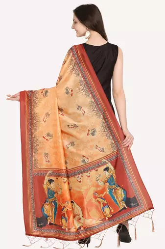 Digital print assam silk dupatta for women and girls to wear on gown chaniya choli kurti etc