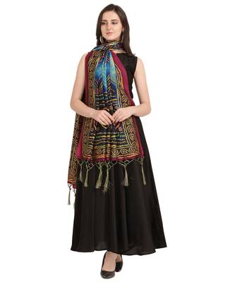 Digital print assam silk dupatta for women and girls to wear on gown chaniya choli kurti etc 2